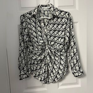Zara Monochrome Graphic Blouse